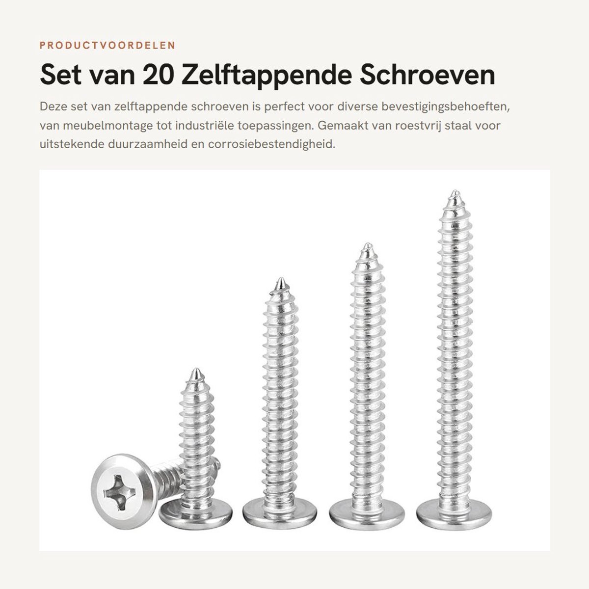 Dailygoods- Zelftappende Schroeven 20 Stuks - Roestvrij Staal 304 - M6 x 40 mm - Kruiskopschroeven - Platte Kopschroeven - Ideale Bevestigingsoplossing - Meubelschroeven