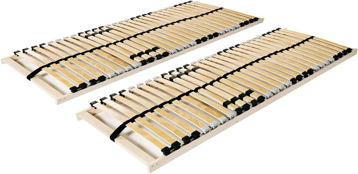 Bedframe Lattenbodem - Gevoerde Basis - Comfortabel Slapen - 7 Zones Verdeling - 2x 70x200 cm - Beuken