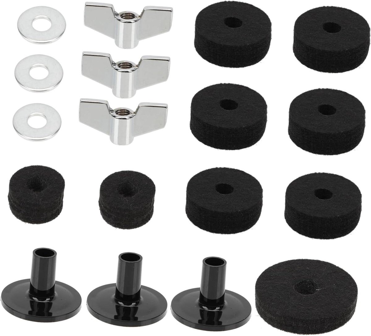 Vilt Pads Set - Cymbal Pads - Drum Bescherming - Antislip Ontwerp - Verschillende Maten - Zwart