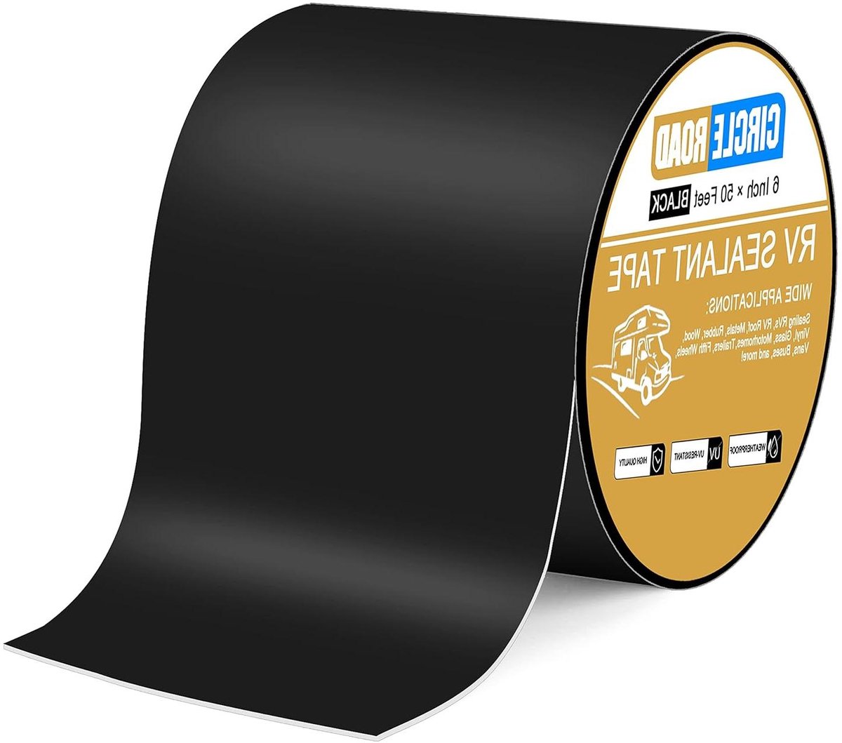 RV daktape - Reparatietape Camper - Dak Lekken Stoppen - UV- en Weerbestendig - 6 inch x 50 voet - Zwart
