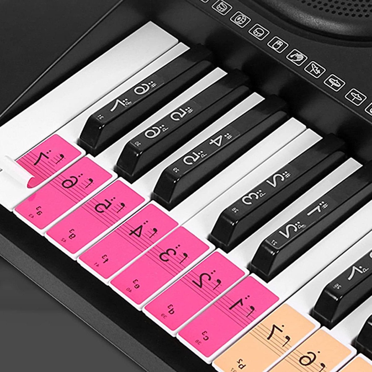 Piano Toetsen Stickers - Toetsenbord Stickers - Beginners Leren - Verwijderbaar Zonder Resten - 88/61/54 Toetsen - Meerkleurig