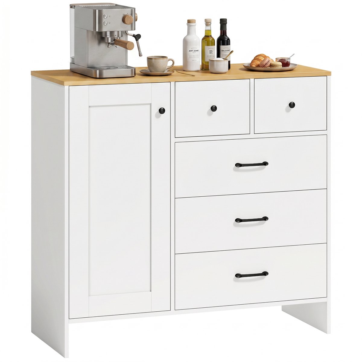 Homcom Buffetkast - Spaanplaat, MDF - 100 x 40 x 94 cm - Wit