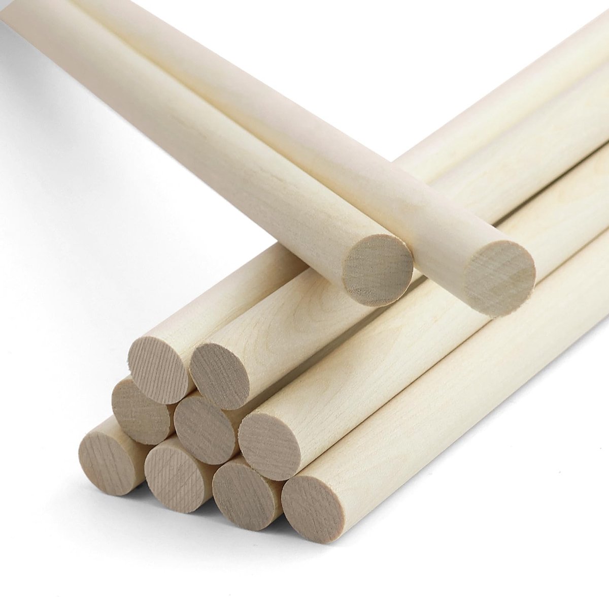Dailygoods- Houten Stokjes 11 Stuks - Ronde Houten Stokken 1,2 cm x 30 cm - Knutselhoutjes - Ongecoate Hardhouten Stokken - Hoogwaardig Beukenhout - Perfect voor Doe-Het-Zelfprojecten - Knutselstokken
