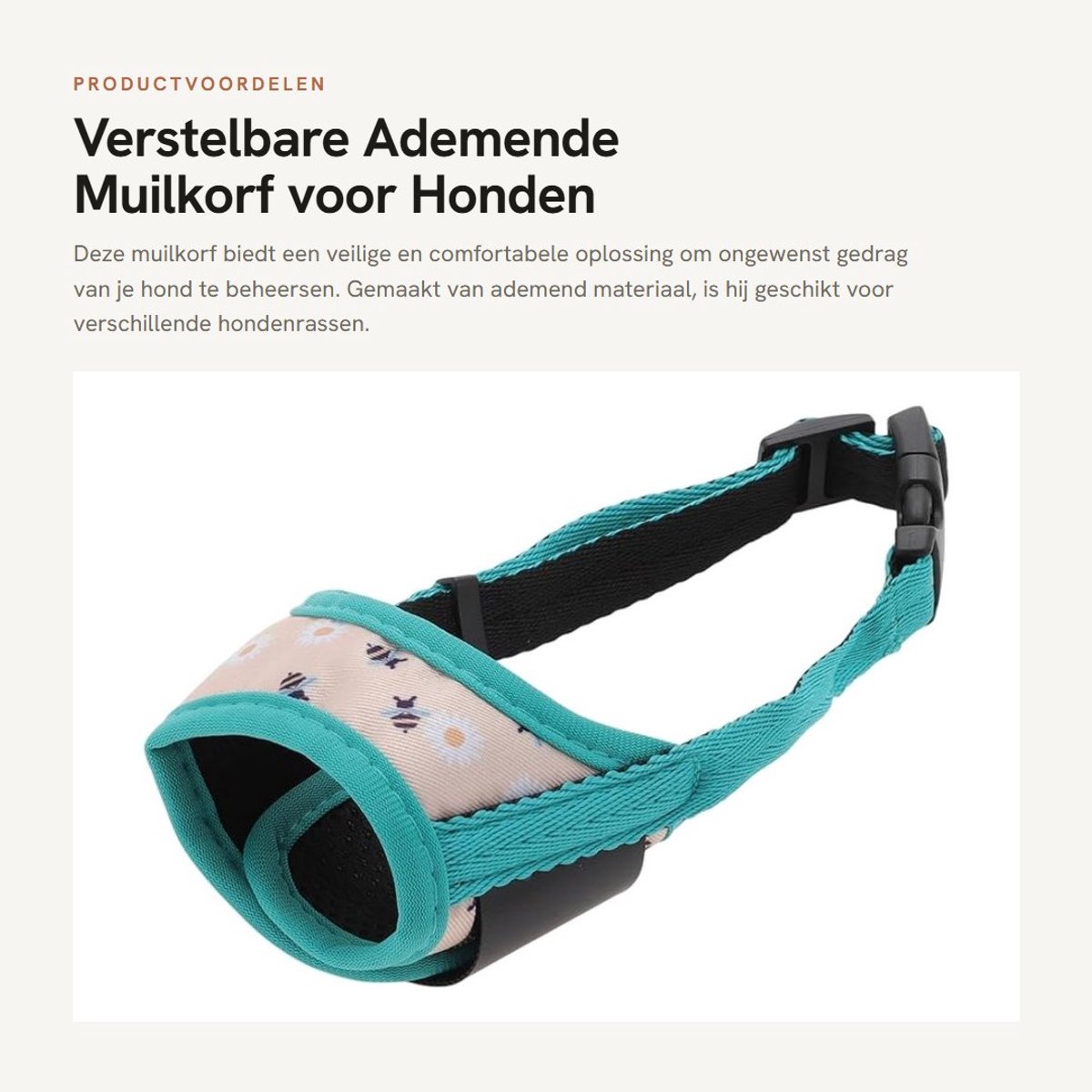 Dailygoods- Hondenmuilkorf Zacht - Ademend - Verstelbare Riem - Voor Kleine/Middelgrote/Grote Honden - Voorkomt Bijten/Kauwen - Veilig en Betrouwbaar - Muilkorf