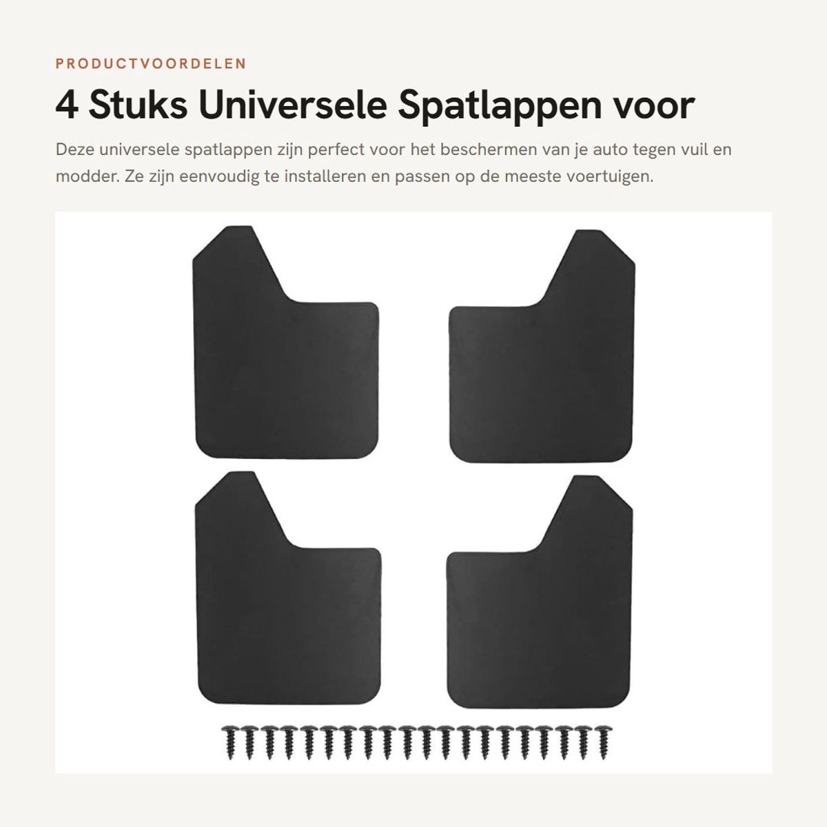 Dailygoods- Spatlappen Premium Kwaliteit - 4 Stuks - Slijtvaste Spatborden - Anticorrosief - Voor Auto/SUV/Truck - Makkelijk te Installeren
