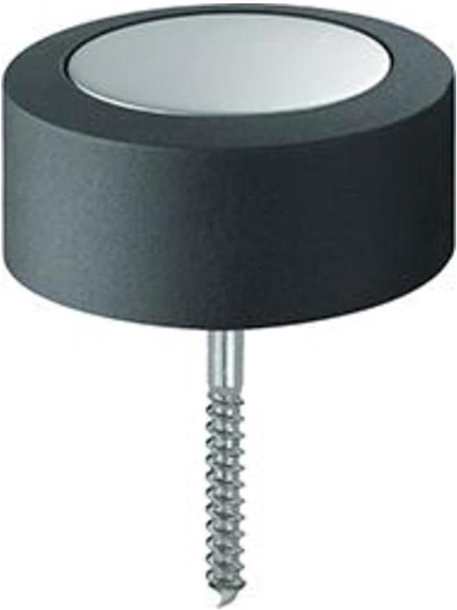 Deurbuffer Vloer - Deurstopper - Deuren Beschermen - Aluminium Geanodiseerd - 48 mm Diameter - Zwart