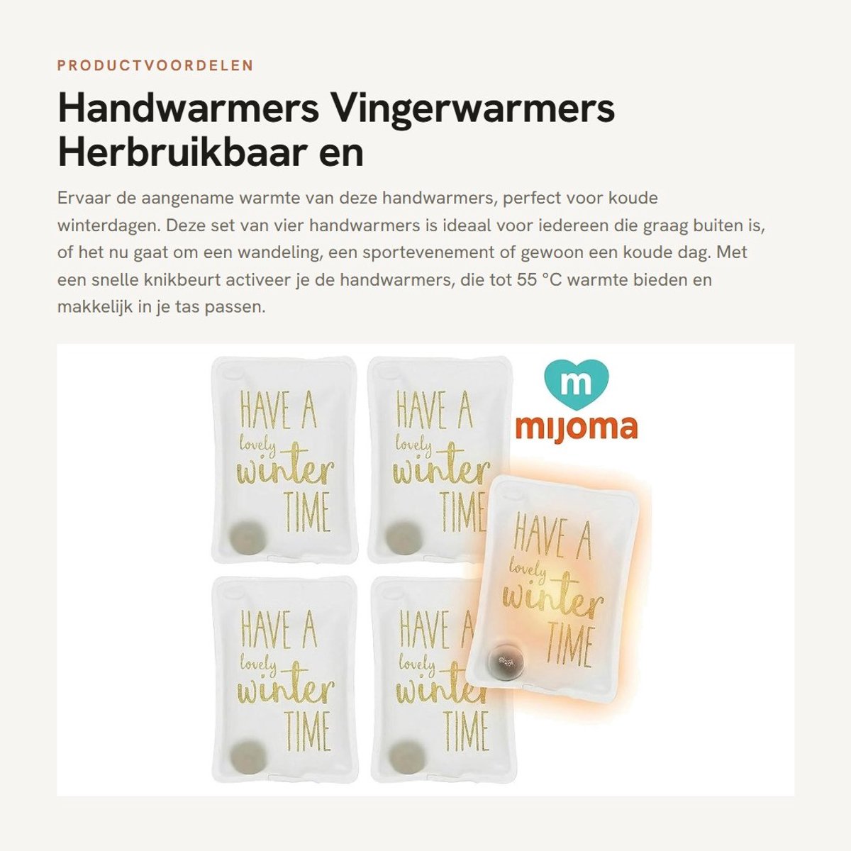 Dailygoods- Handwarmers Oplaadbaar - Herbruikbare Handwarmers - Set van 4 - Huidvriendelijke Kunststof Hoes - Tot 55 °C Warmte - Perfect voor Koude Dagen - Zakwarmers