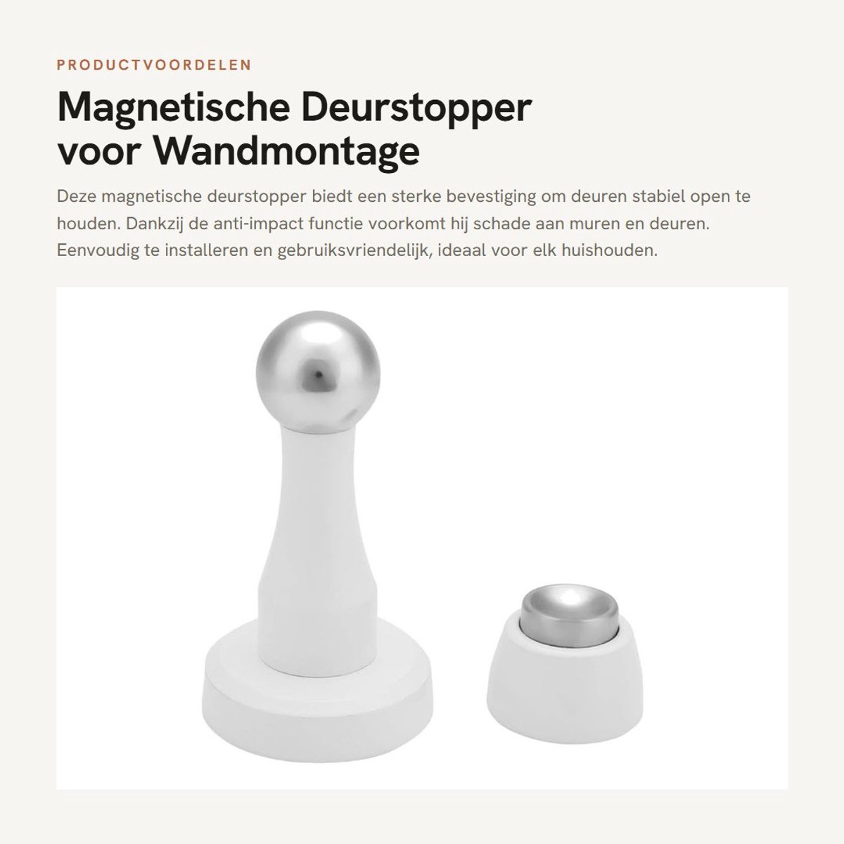 Dailygoods- Deurstopper met sterke magnetische kracht - Deurbuffer - Deurvastzetter - Wandmontage - Roestvrij staal - Antimpact functie - Deurstop