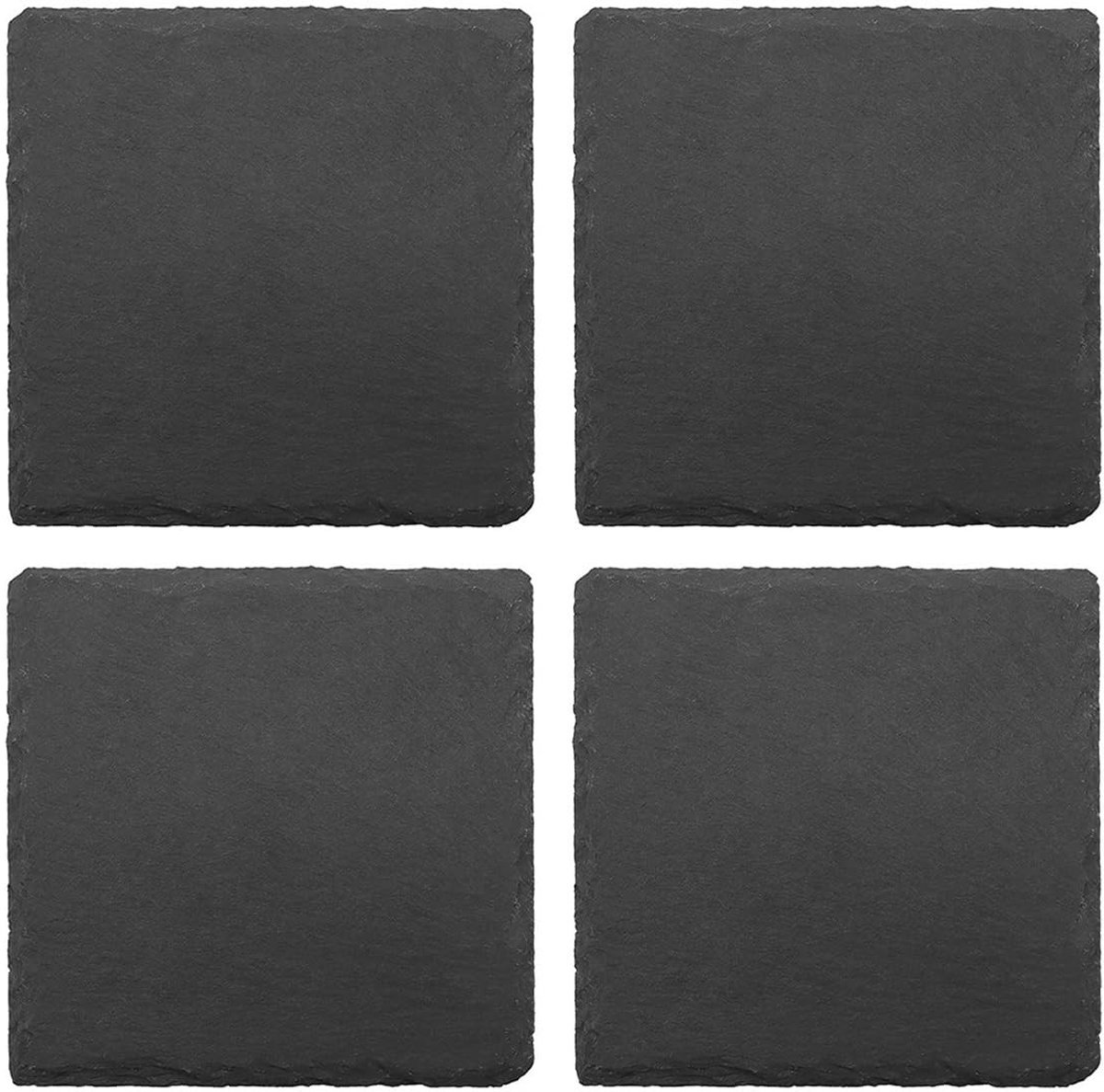 Dailygoods- Voederplatform Set van 4 - Natuurlijke Leisteen - Antislip Pads - 10x10 cm - Reptielenverzorging - Onderzetters - Duurzaam Materiaal - Reptielenplatform