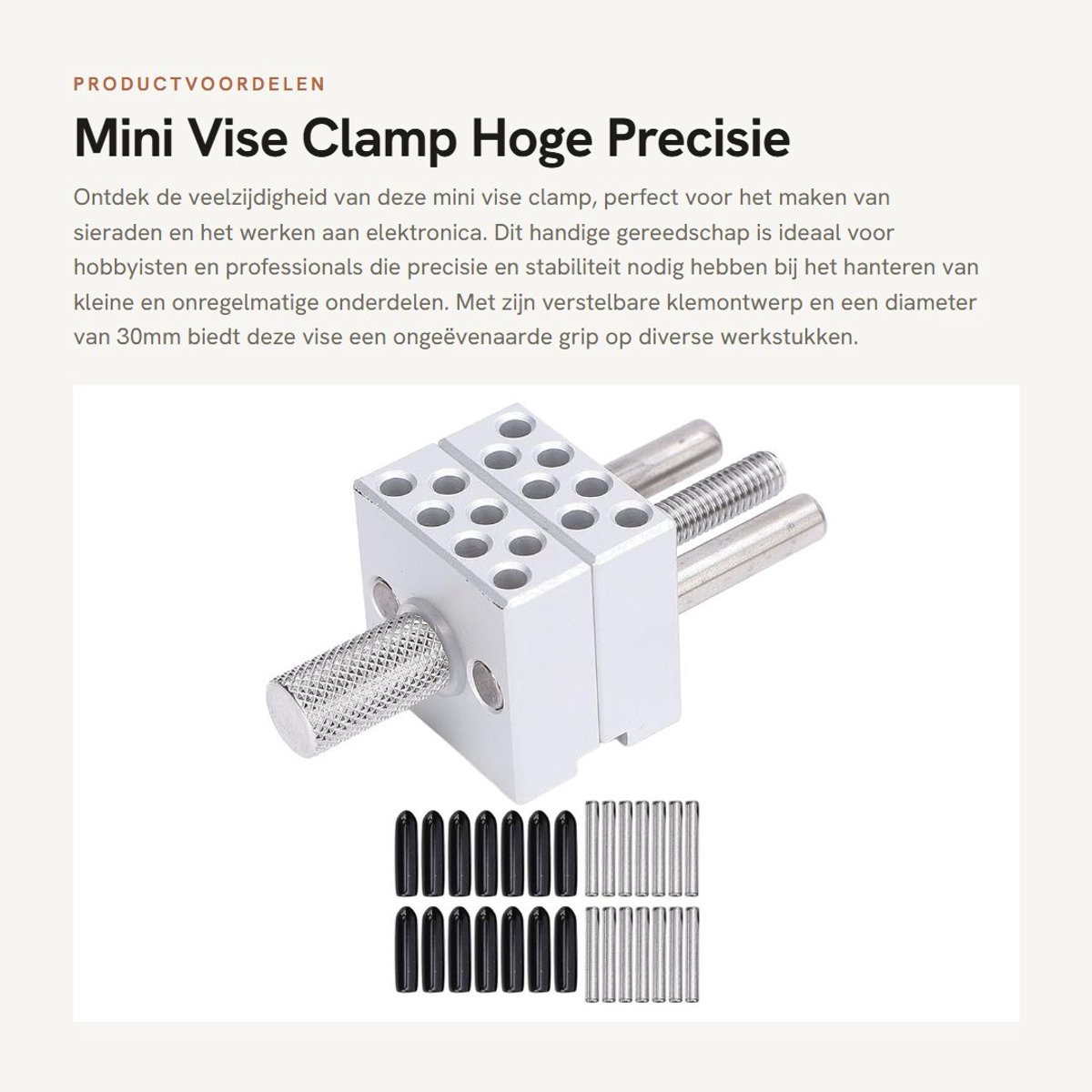 Dailygoods - Mini Vise Clamp - Hoge Precisie - Verstelbare 30mm Klem - Zilver - Handig voor Sieraden Maken - Gereedschap voor Hobbyisten - Compacte Vorm