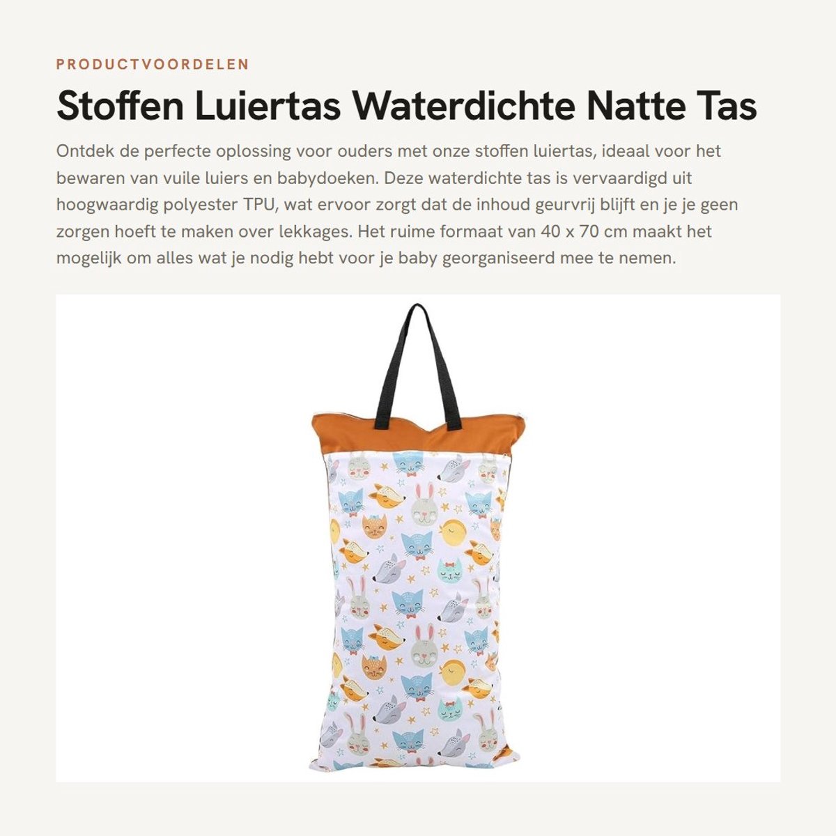 Dailygoods- Luiertas Waterdicht - Grote Opbergtas - Herbruikbaar - Duurzaam Polyester - Voor Vuile Luiers - Met Dubbele Ritszakken - Nattas