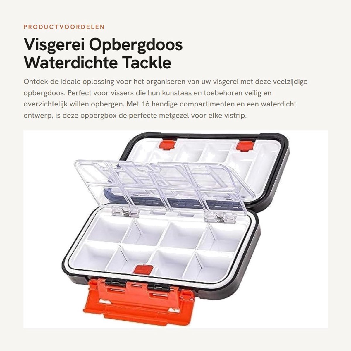 Dailygoods- Opbergdoos Waterdicht - Dubbelzijdige Opbergdoos - 16 Compartimenten - Schokbestendig - Duurzaam ABS - 2 Lagen - Tacklebox