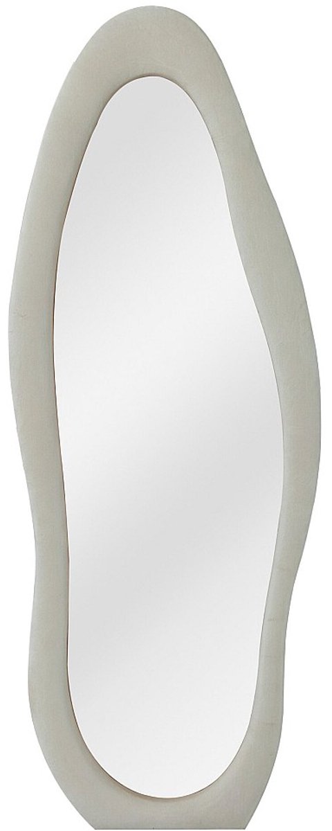Vente-unique Organische spiegel in fluweel - H 160 x B 60 cm - Crème - LAVINA