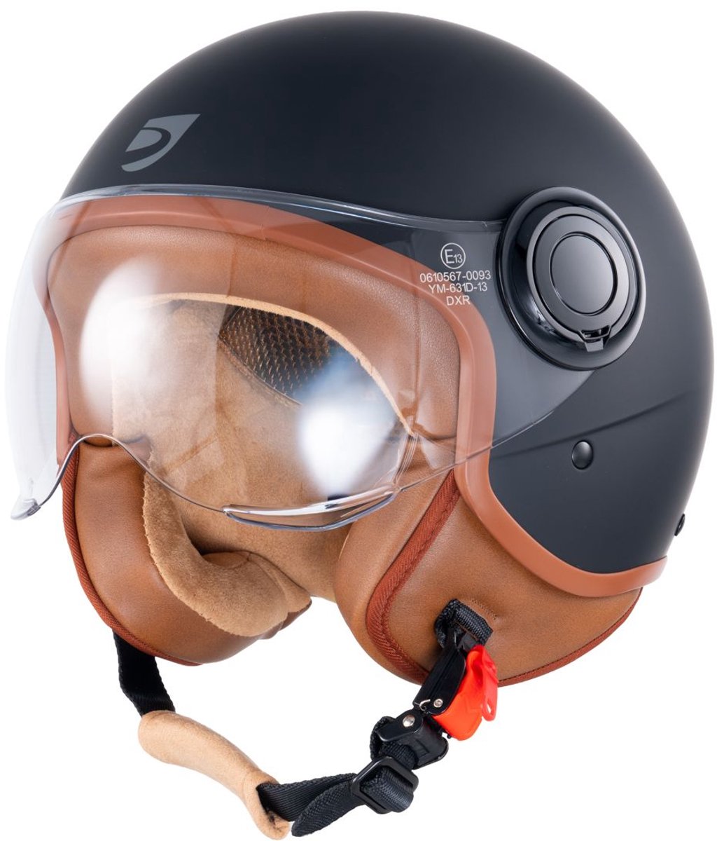 MOTOBLOUZ SKYLAR Scooterhelm - Motorhelm - Jet Helm voor Vespa, Scooter, Motor Brommer & Snorfiets - Zwart - S