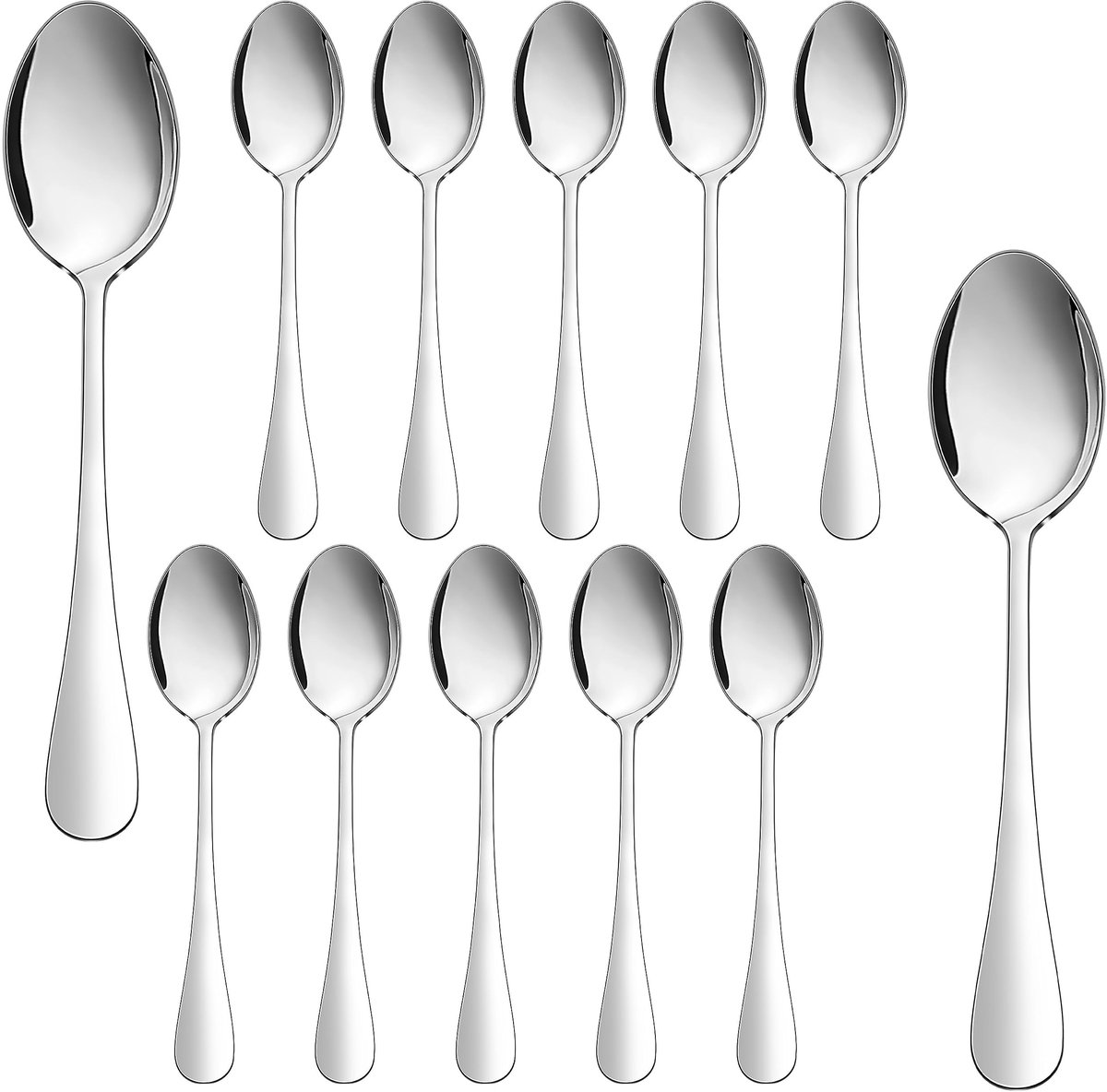 Dailygoods- Theelepels 12 Stuks - Koffielepels - Dessertlepels - 14 cm - Roestvrij Staal - Vaatwasmachinebestendig - Ergonomisch Design - Lepels