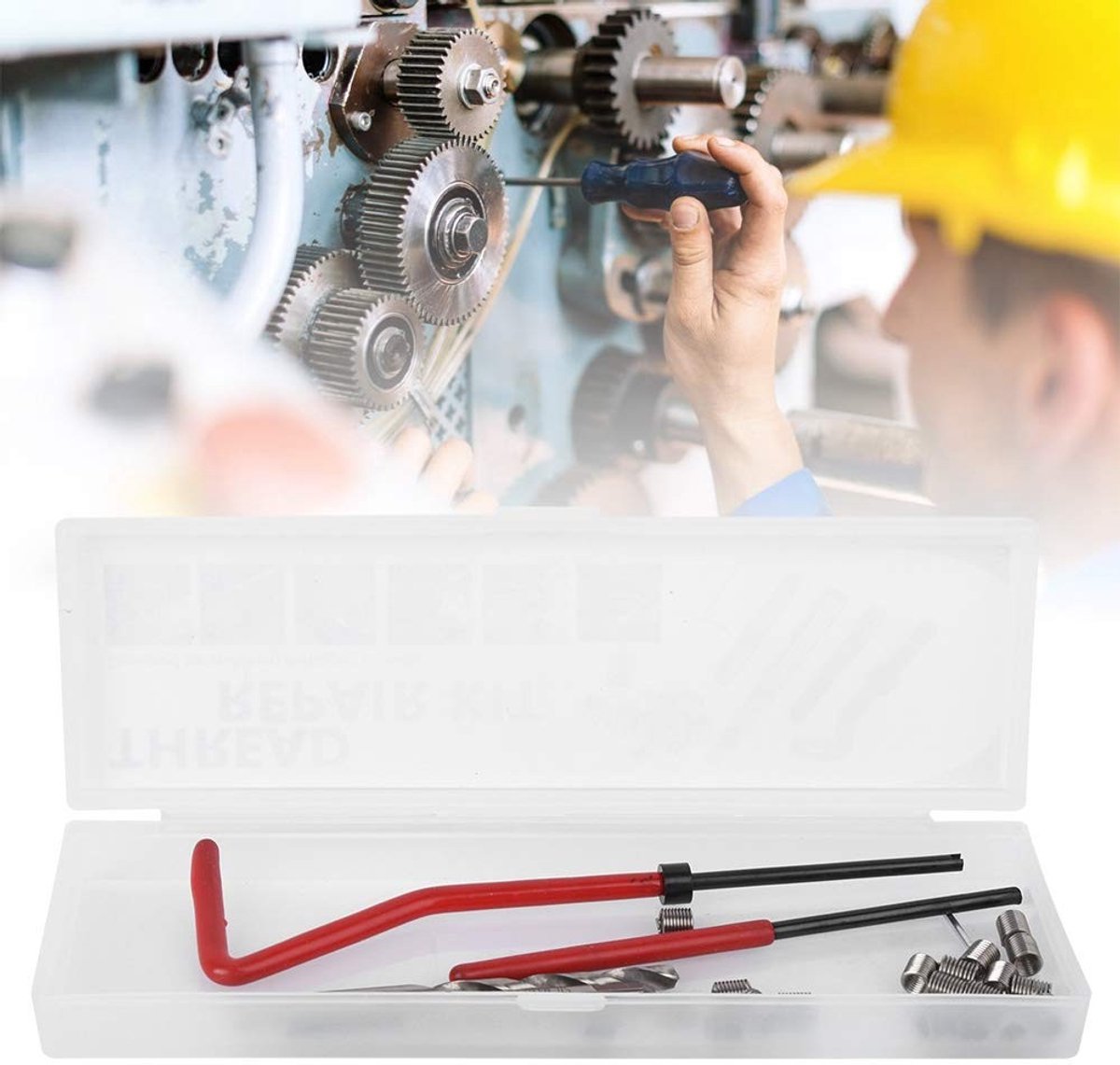 Dailygoods- Draadreparatie Set 25-delig - Hoogwaardige Materialen - Reparatie voor Staal/IJzer/Aluminium - Geschikt voor Verwerkingsmachines - Inclusief Transparante Plastic Doos - Draadherstelset
