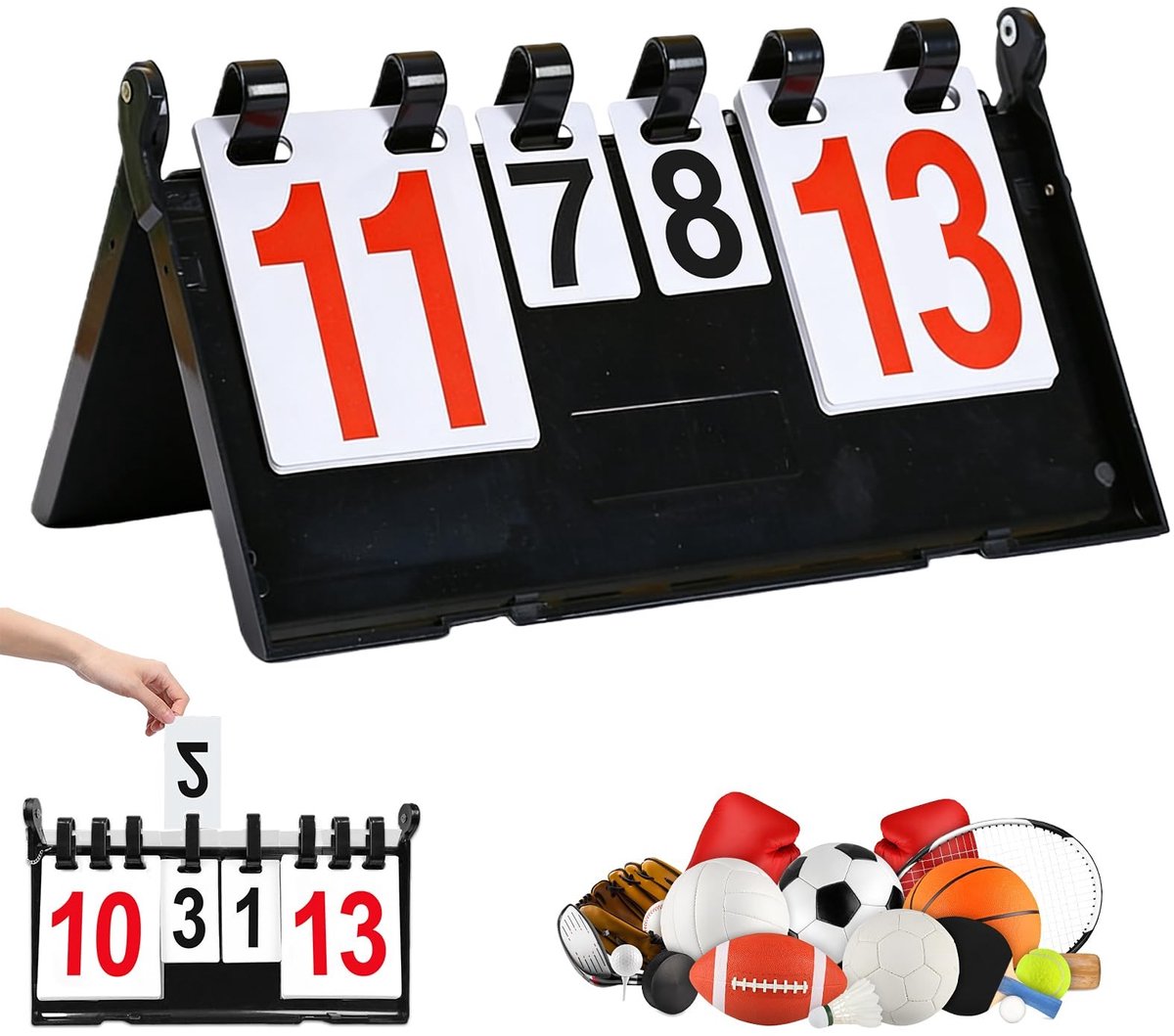 Dailygoods- Scorebord 6-cijferig Draagbaar - Inklapbaar Telbord - Sportcompetitie Display - Badminton/Volleybal/Tafeltennis - Indoor/Outdoor - Compacte Constructie