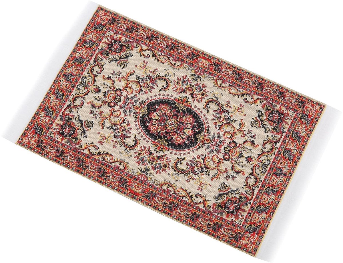 Dailygoods- Tapijt Miniatuur Elegante Decoratie - Tapijt 1:12 - Tapijt Woonkamer - Tapijt Slaapkamer - Tapijt Veelzijdige Pasvorm - Rijke Kleuren en Uniek Patroon - Vloerkleed
