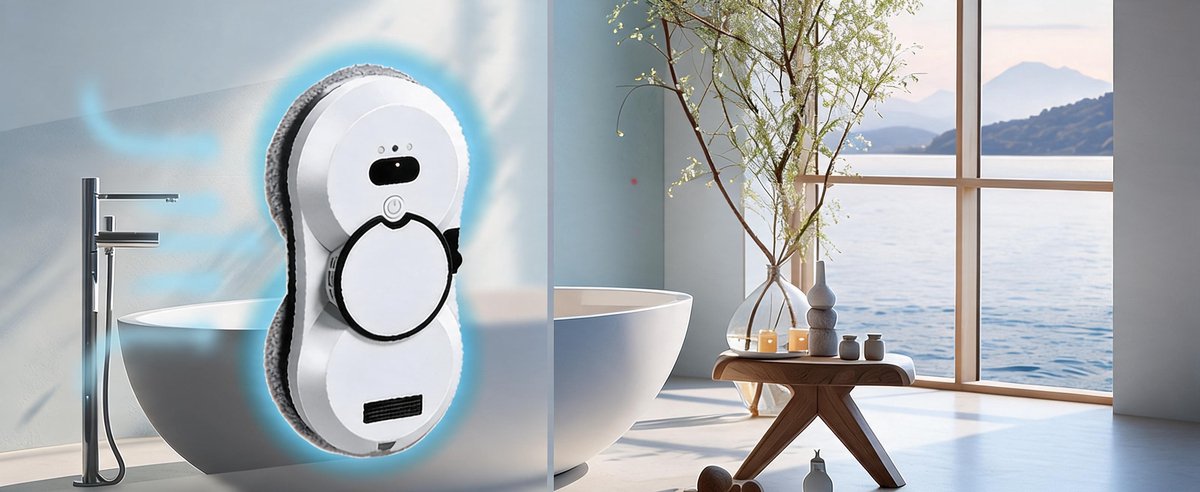 Raamrobot - Robot Glazenwasser - Ramenwasser - Automatische Sproei - 5600Pa Zuignap - Intelligente Planning - Valbeveiliging - Voor Hoge Ramen & Gladde Oppervlakken thumbnail 8