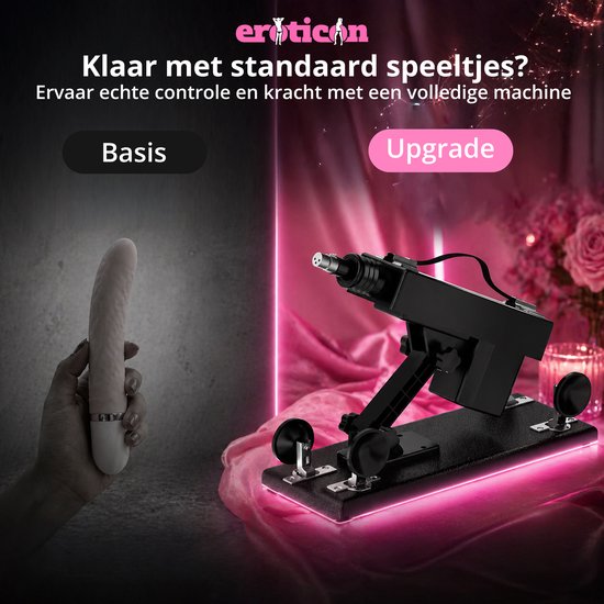 Vergelijking van een dildo met de Eroticon machine