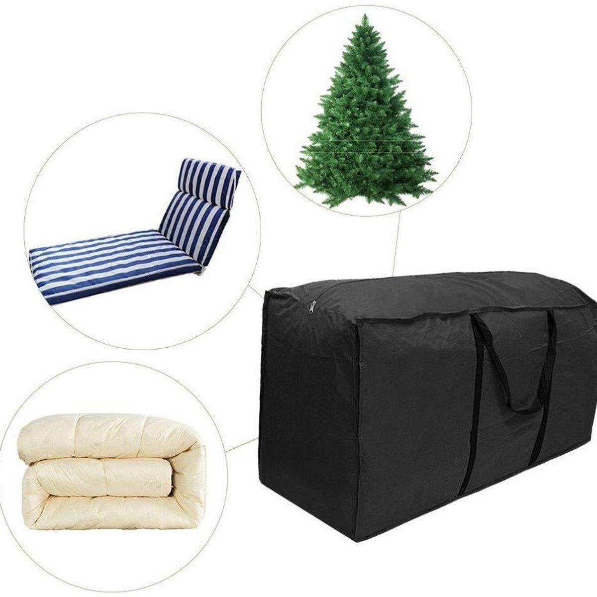 Allecta - Outdoor kussentas voor tuinmeubilair, waterdicht met handgrepen, 122 x 39 x 55 cm