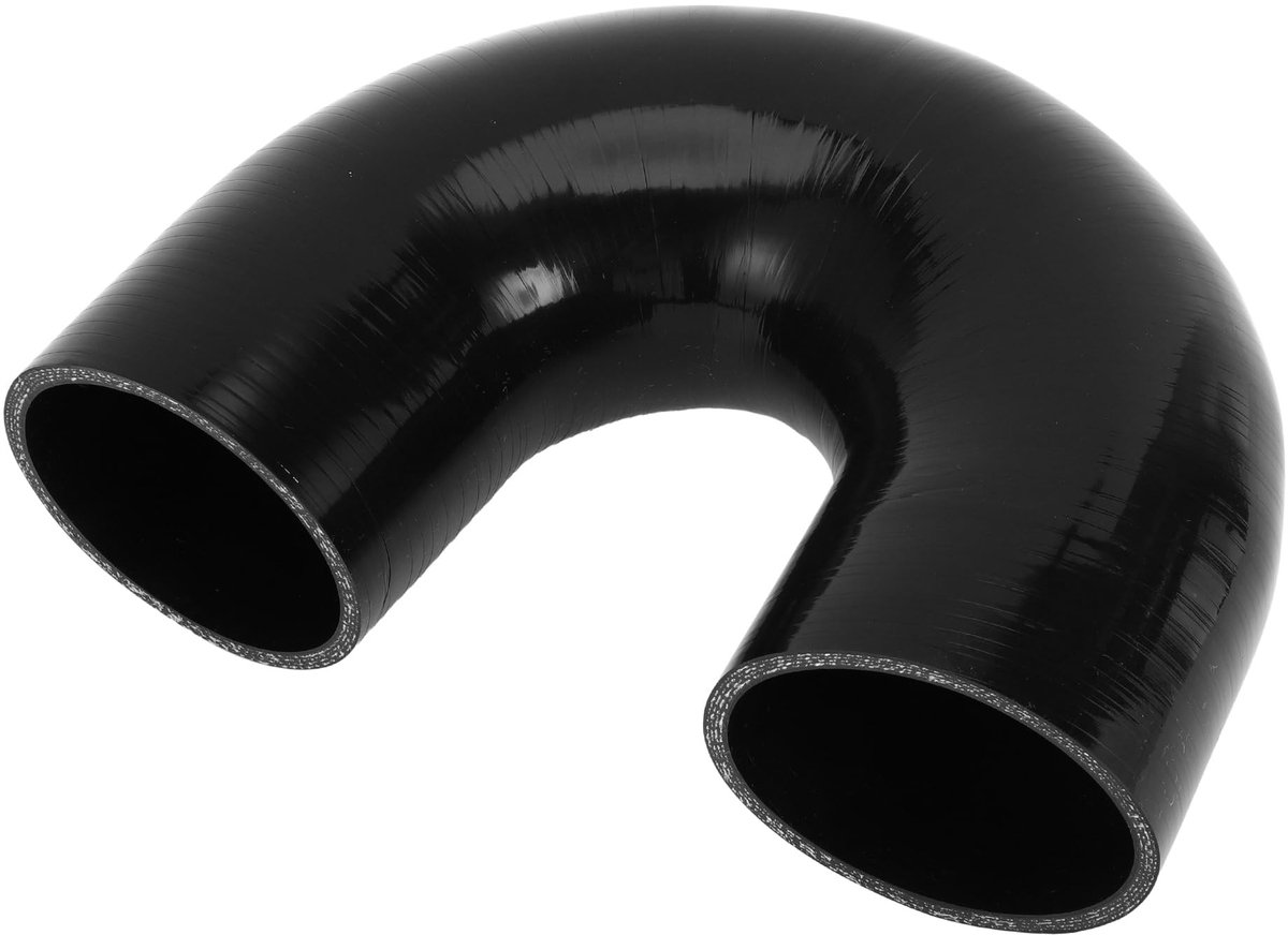 Dailygoods- Koelslang Silicone - 180 Graden - Binnendiameter 76mm - Lengte 120mm - Zwart - Meerlaags Geweven Doek - Siliconenslang