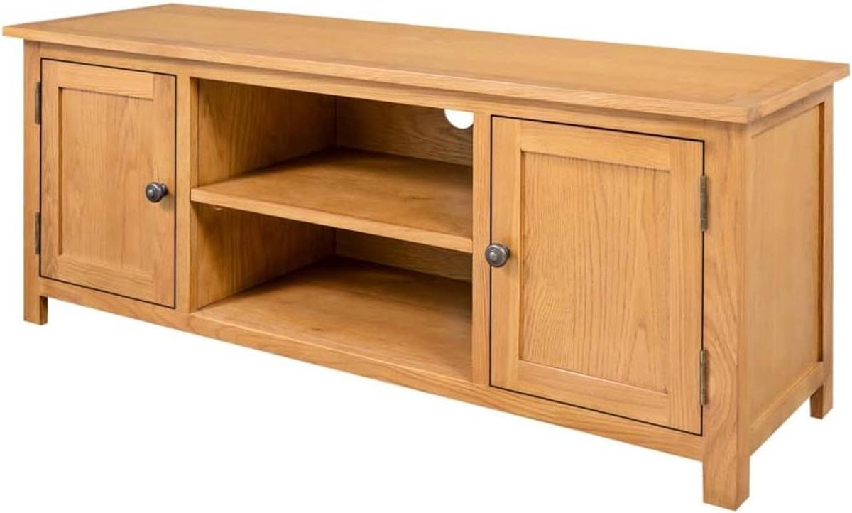 Tv-kast Eikenhout - Dressoir Woonkamer - Opbergen Media - Massief Hout - 110 x 35 x 44 cm 