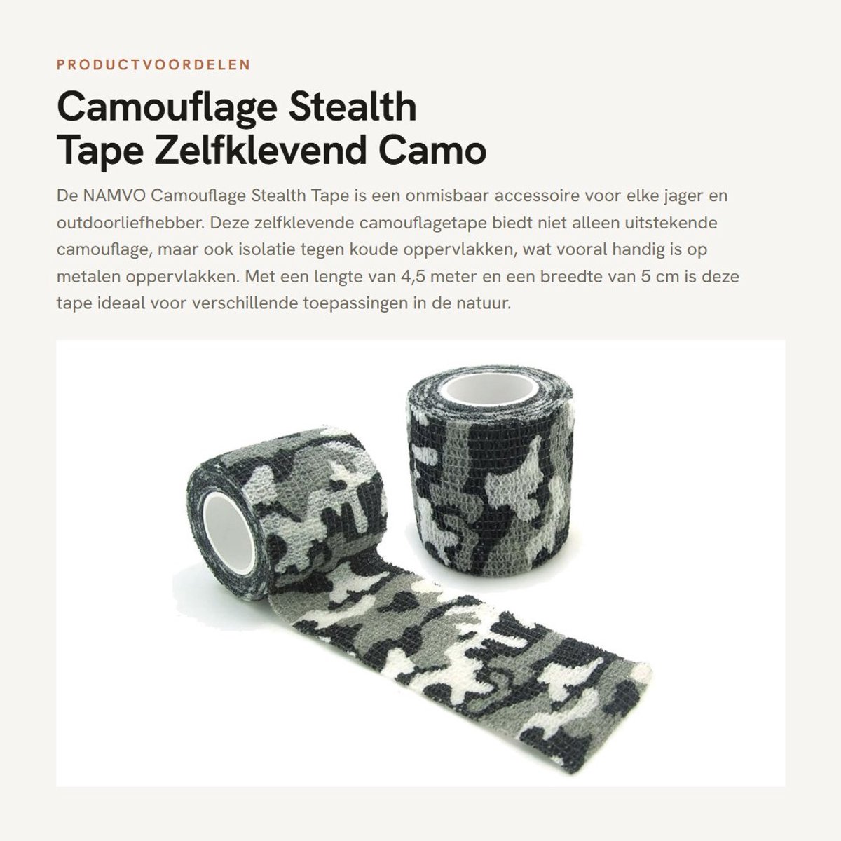 Dailygoods - Camouflage Stealth Tape - Zelfklevend Camo - Ideaal voor Jagen en Outdoor Activiteiten - 4.5M - Waterdicht en Duurzaam - Multifunctioneel...