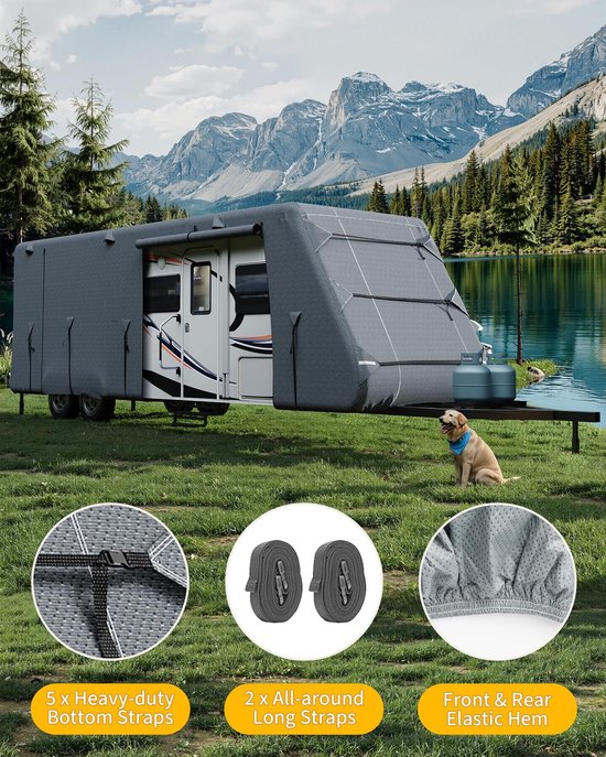 Camperhoes - Non-Woven Stof - Geschikt Voor Camperhoezen van 823-914 cm - 914x267x274 cm - Grijs — afbeelding 4