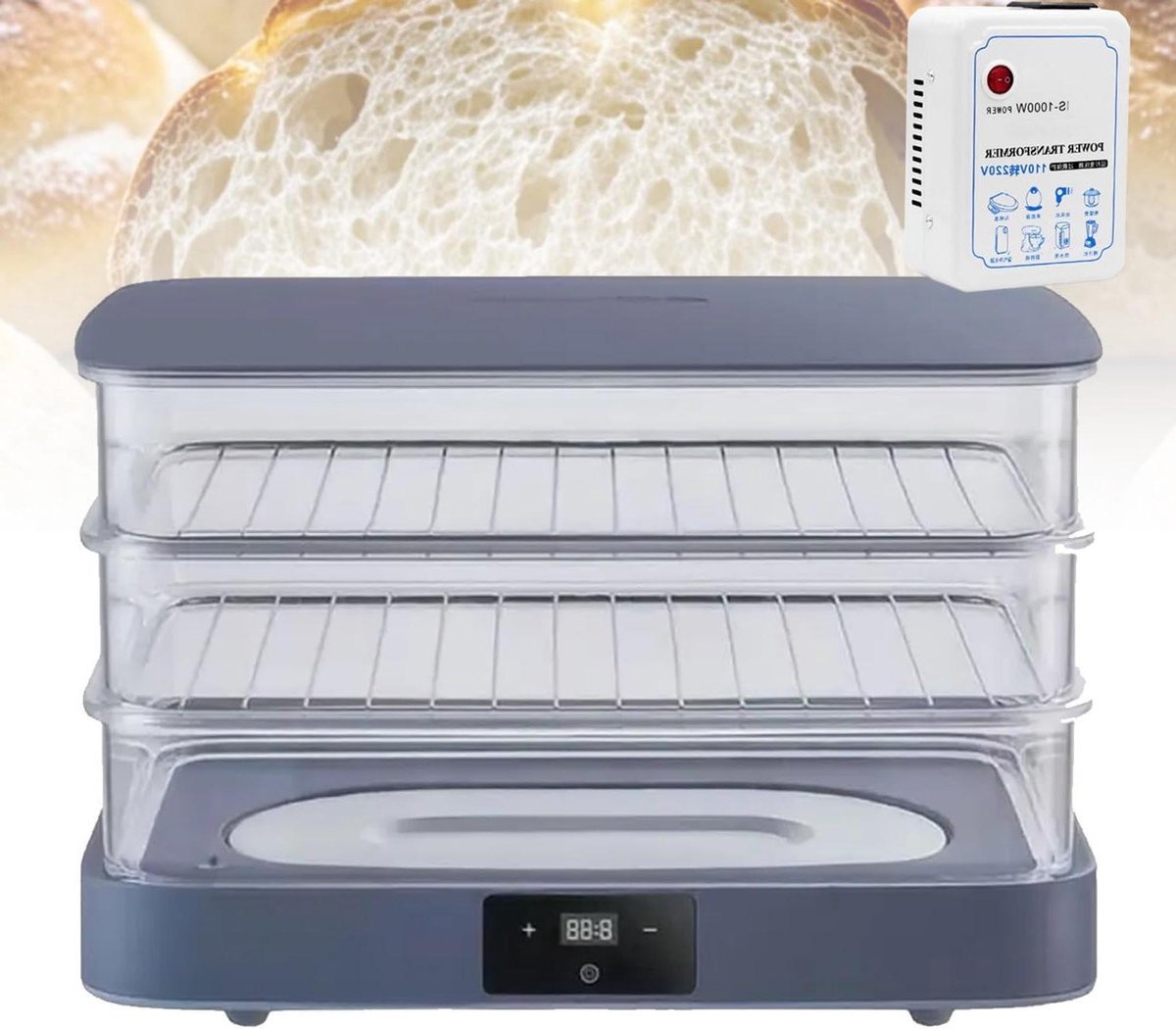 Brood Deeg Rijskast - Fermentatie Box - Gelijkmatige Fermentatie - Automatische Vochtigheid - 40 Liter Inhoud - Wit