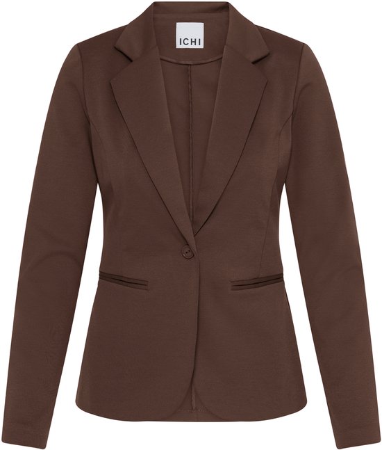 Bruine ICHI blazer met één knoop en lange mouwen.