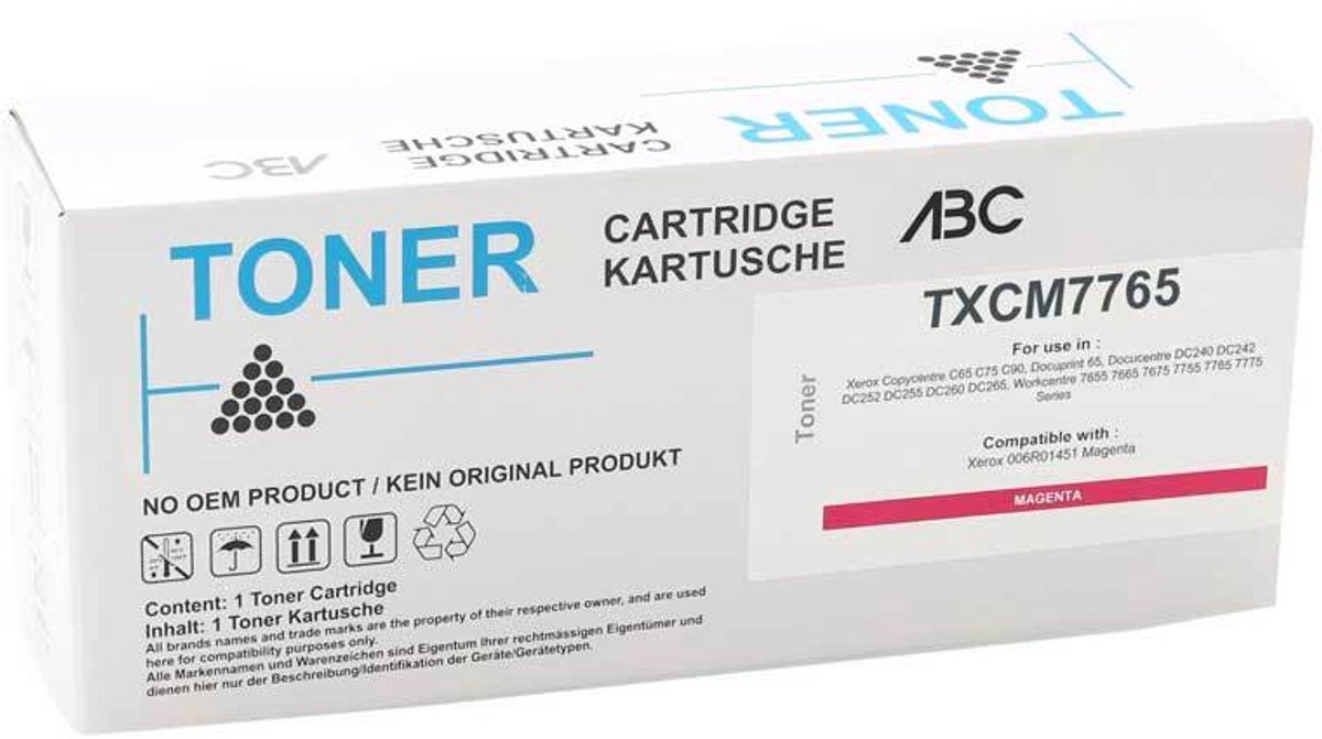 ABC huismerk toner geschikt voor Xerox 006R01451 magenta geschikt voor Workcentre 7655 7665 7675 7755 7765 7775