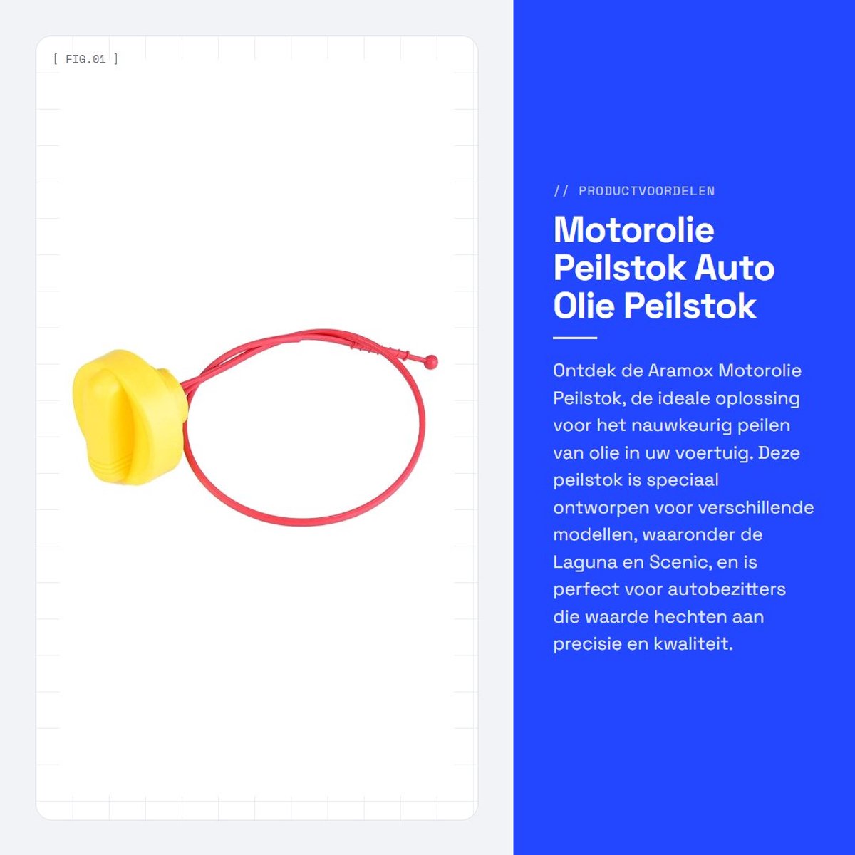 Dailygoods- Peilstok Motorolie - Compatibel met Laguna/Scenic - ABS Materiaal - Gewicht 54g - Indicator - OE 8200059541/8200807608 - Oliepeilstok