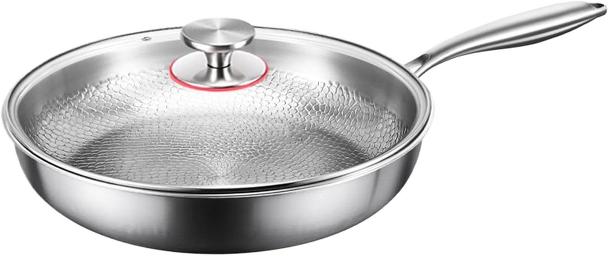 Braadpan met Deksel - Antiaanbakpan Keukengerei - Gezond Koken - Gelijkmatige Temperatuurregeling - 30 cm - Grijs