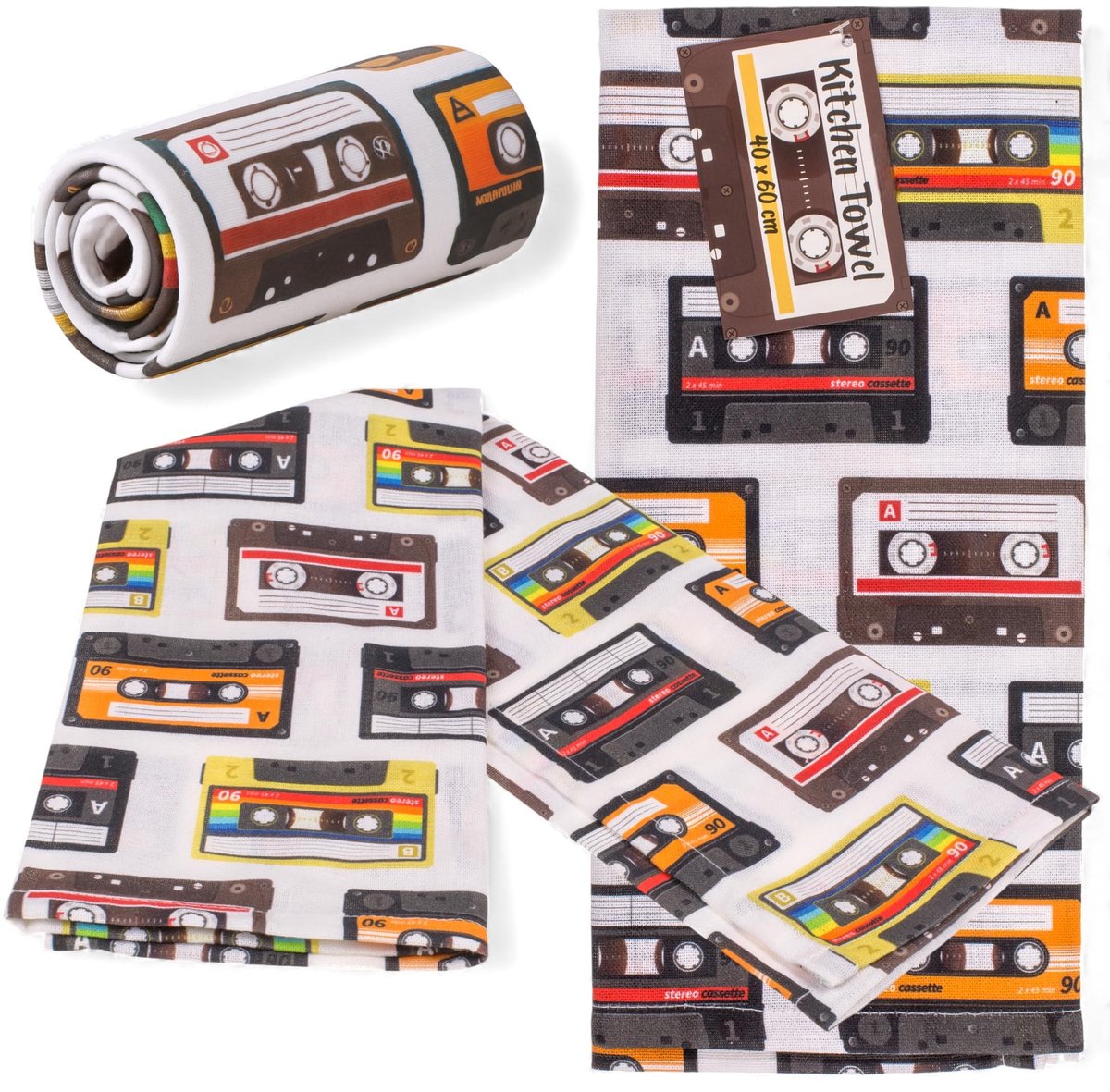 Dailygoods- Theedoek 100% Katoen - Retro Design - Vintage Keukenhanddoek - Absorberend - Wasbaar - 40 x 60 cm