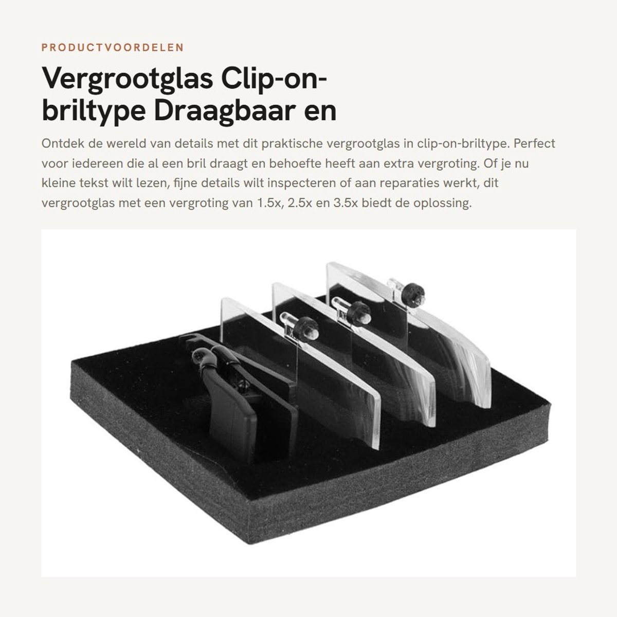 Dailygoods- Vergrootglas Draagbaar - Clip-on Briltype - 1.5x/2.5x/3.5x Vergroting - Stevig en Duurzaam - Geschikt voor Inspectie - Harde Koffer - Loep