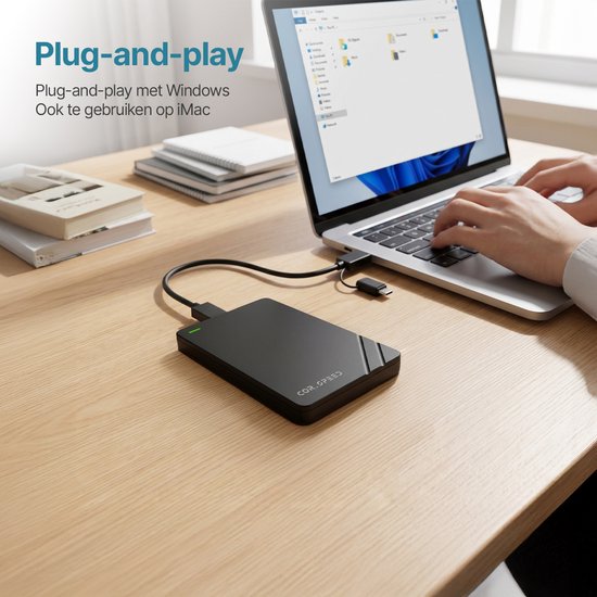 Cor.Speed Externe harde schijf 500 GB met USB C adapter - Harde schijf extern - HDD — afbeelding 4