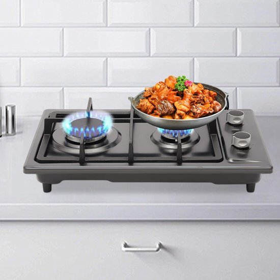 Gasstel RVS - Kookplaat Gas - Koken Buiten - Dubbele Brander - 51 x 31 x 10 cm - Zilver — afbeelding 2