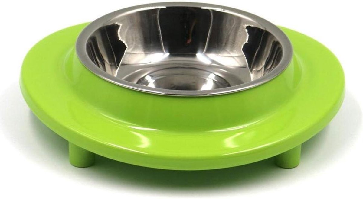 Hondenkom Twee-in-één - Voerbak Drinkbak - Huisdier Voeden - Antislip Basis - 17.3 cm Basis - Groen