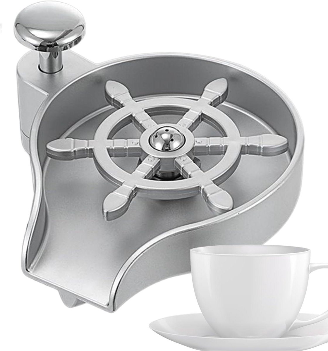 Glazen spoeler - Flessenreiniger Keuken - Efficiënt Reinigen - Robuuste Roestvrij Staal - 15x14x11 cm - Zilver