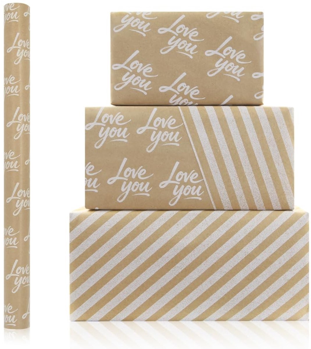 Dailygoods- Inpakpapier Dubbelzijdig Omkeerbaar - Huwelijkscadeau - Verjaardag - Babyshower - Feest - 1 Mini-Rol 43 x 300 cm - Cadeaupapier