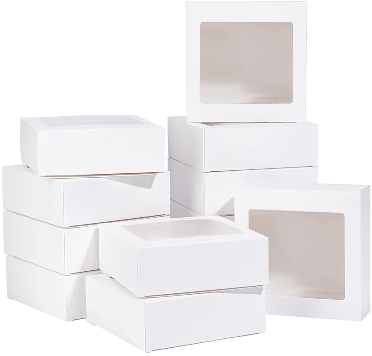 Dailygoods - Kraftpapieren Geschenkdozen met PVC Venster - 16 Stuks voor Huwelijksgeschenken