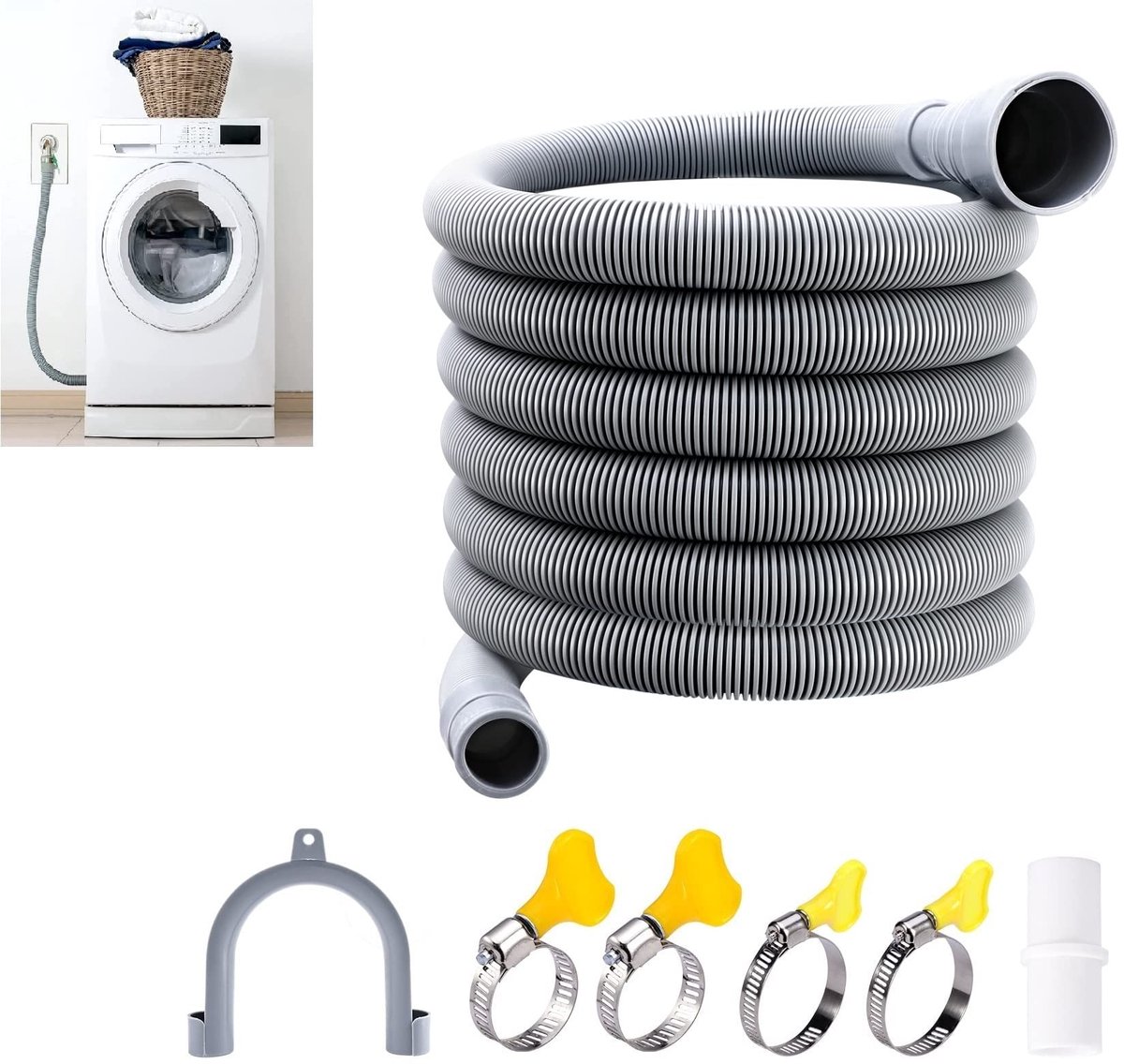 Dailygoods- Afvoerslang Ultra-Duurzaam - Afvoerslang Wasmachine - Afvoerslang Vaatwasser - Afvoerslang Droger - Afvoerslang Mobiele Airco - Flexibele 4m Slang - Afvoerbuis