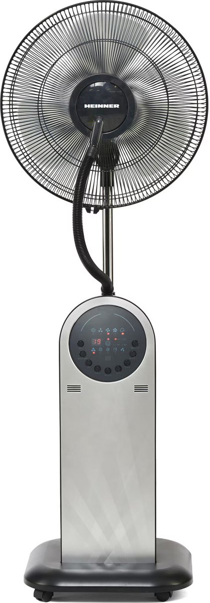Heinner Nevelventilator – 95 W – 3 Snelheidsstanden (Normaal, Natuurlijk & Stil) – 360° Nevelspray – 1,8 L Watertank – Ionisator – 8 Uurs Timer – 10 Uur Bevochtiging – Afstandsbediening – Grijs
