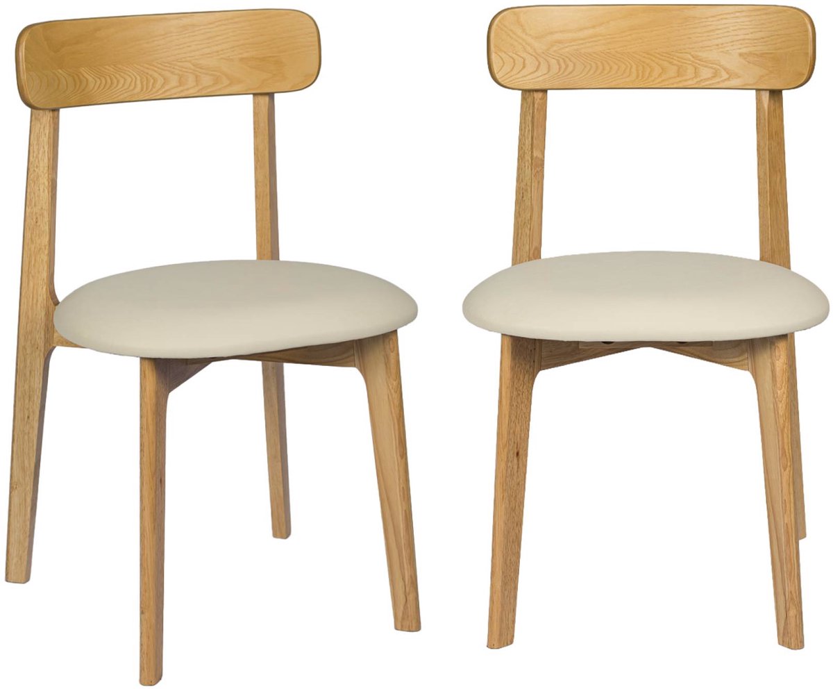 sweeek - Set van 2 vintage stoelen van rubberhout en kunstleer - victoire