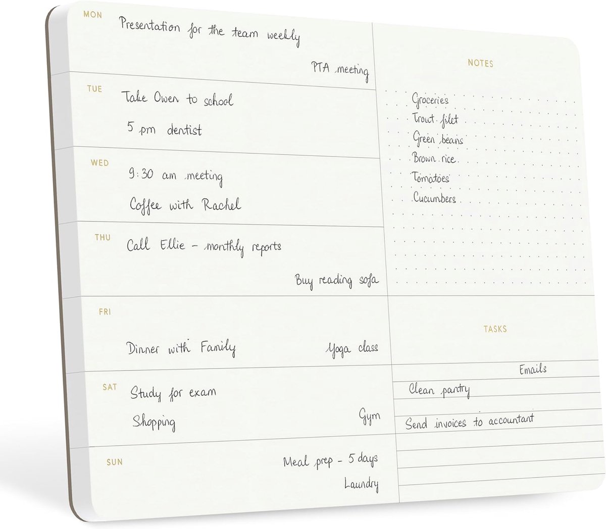 Weekplanner Pad - Afscheurblok Notities - Wekelijkse Planning - Goudfolie Reliëf - 28.5 x 20 cm - Ivoor Wit