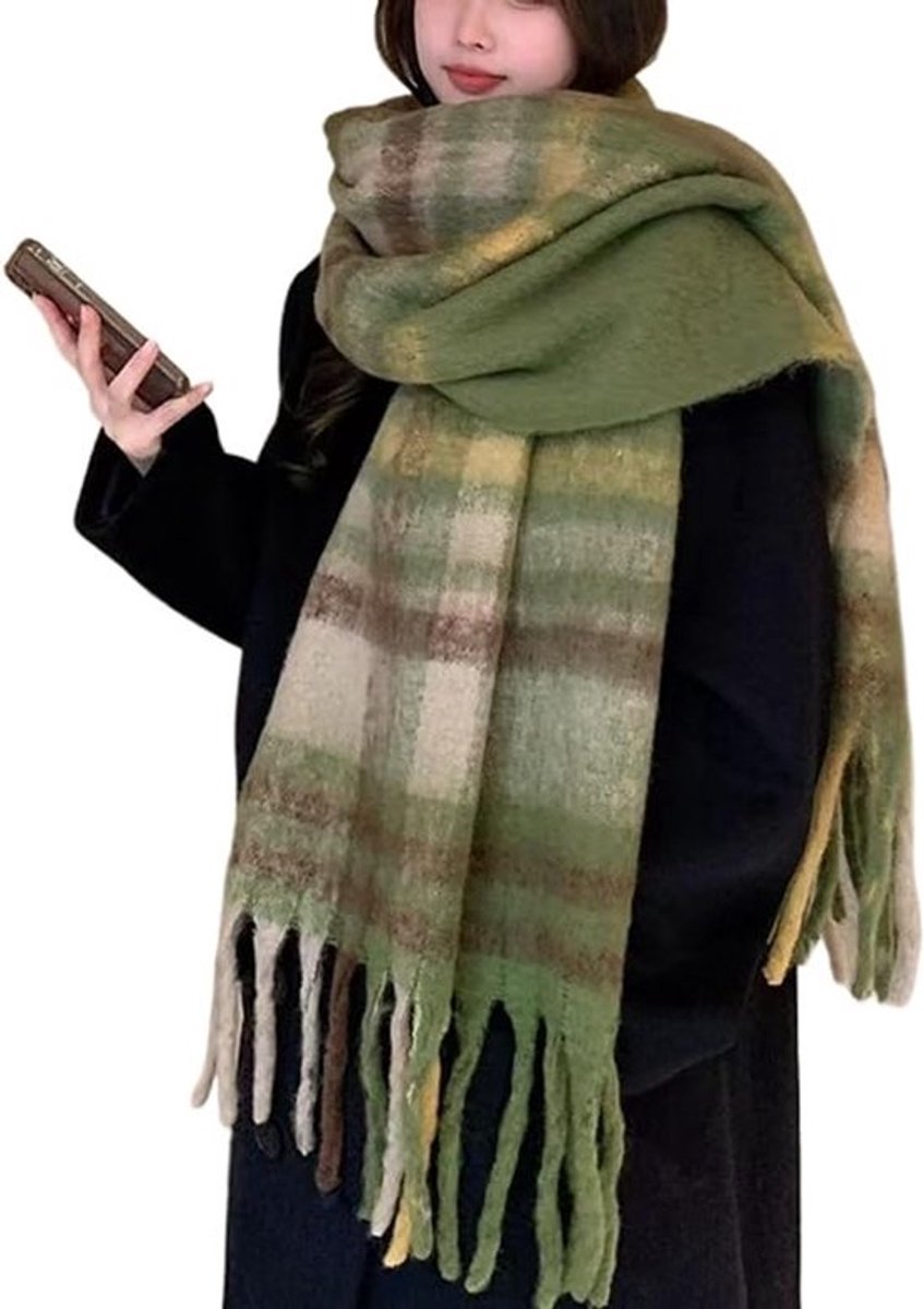 228*44cm (inclusief kwastjes 38CM) groene dames grote dikke kleur bijpassende kwastjes sjaal super grote dikke sjaal lange omslagdoek modieuze winter warme deken sjaal