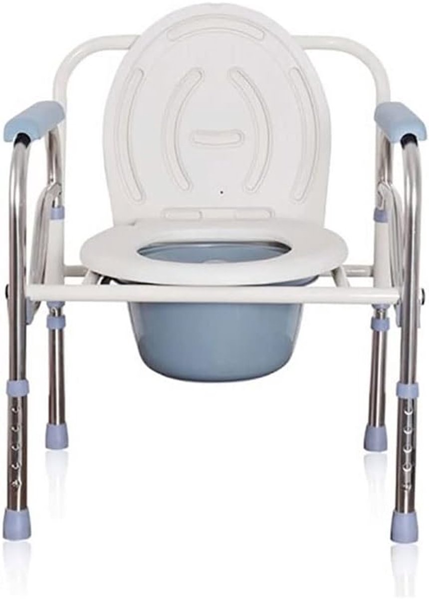 Opvouwbare toiletstoel - Draagbaar nachttoilet - Thuiszorg en mobiliteit - In hoogte verstelbaar - Tot 150 kg - Wit