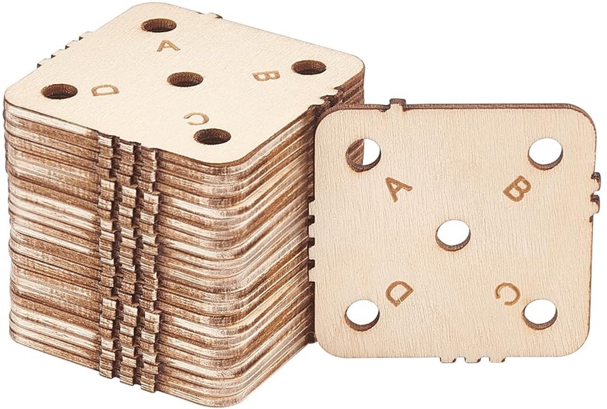 Dailygoods- Weven Kaarten 24 Stuks - Houten 5-Gats Loom Kaarten - 46,5X46,5Mm - Lichtgewicht - Duurzaam - Eenvoudig te gebruiken - Weefkaarten