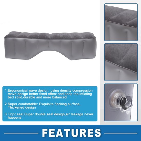 Dailygoods- Slaapmat Ademend PVC - Achterbank Luchtbed - Comfortabel Design - 130x27x37cm - Eenvoudig Op te Blazen - Geschikt voor Voertuigen - Auto Luchtbed van Dailygoods — afbeelding 3